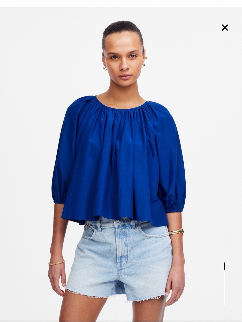 Madewell Shirred Puff Sleeve Top in Cotton Silk Voile